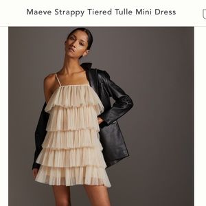 Anthropologie Maeve Tiered Tulle Mini Dress size L